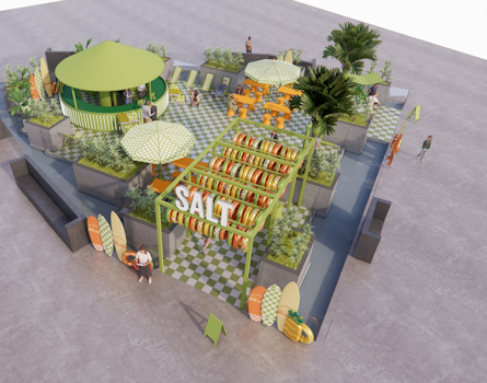 Salt Summer Market pop-up design by Studio Königshausen. A fruity and immersive brand experience. Our design ethos revolves around authenticity and community connection.